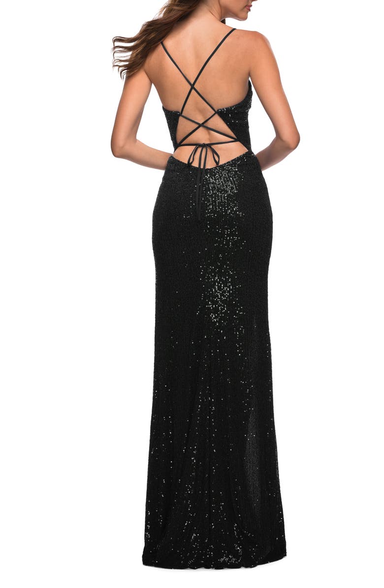 La Femme Illusion Inset Sequin Gown, Alternate, color, 