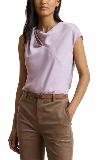 Lauren Ralph Lauren Asymmetric Drape Charmeuse Top