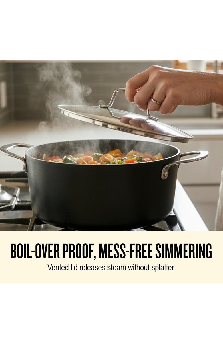 Alva Maestro Nonstick Stock Pot with Lid, Alternate, color, Black