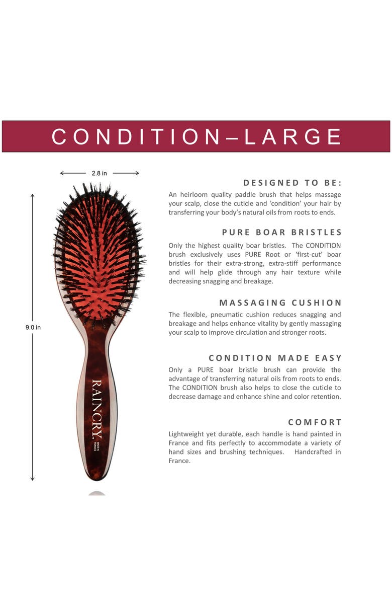 Raincry Condition Large Pure Boar Bristle Brush, Alternate, color, 