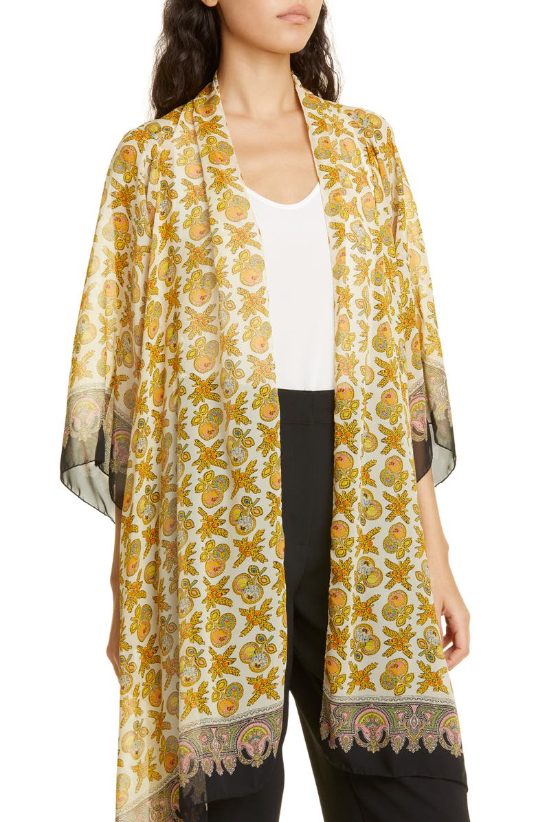 Etro Giacca Scarf Print Silk Wrap Top, Alternate, color, 