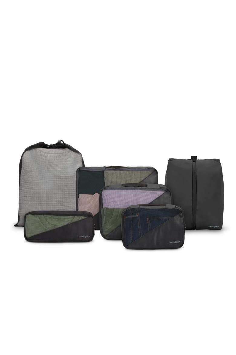 Compression 6 Piece Packing Cube Set, Main, color, Black