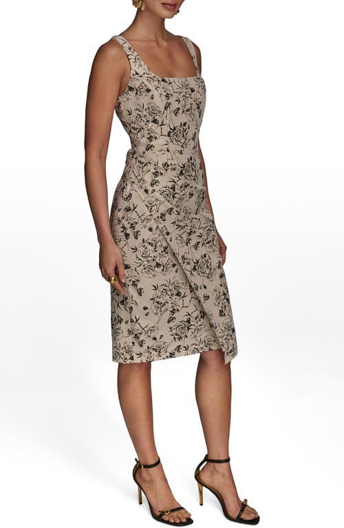 Donna Karan New York Ruched Metallic Sleeveless Sheath Dress In Brown