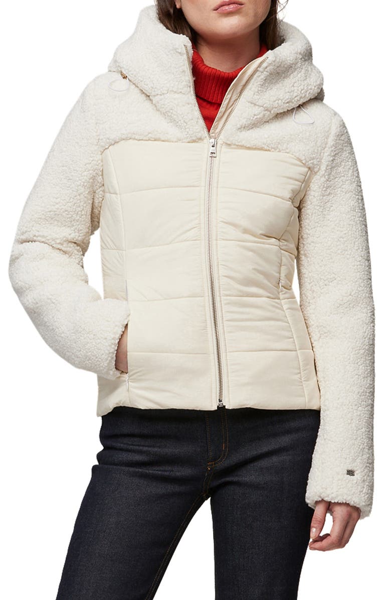 Soia & Kyo Liliane Mixed Media Faux Shearling Jacket, Main, color, 