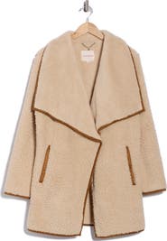 Lucky Brand Envelope Collar Faux Shearling Coat