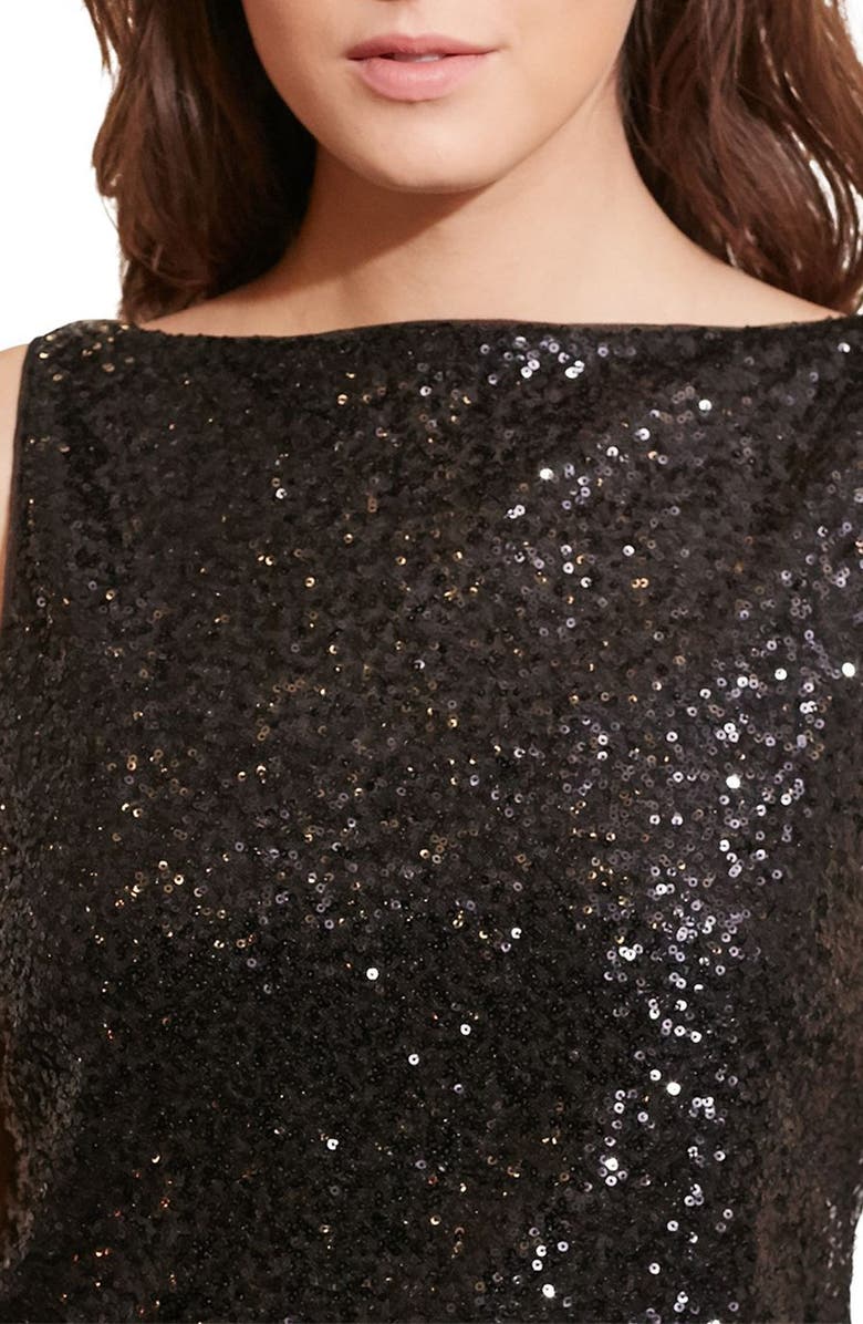 Lauren Ralph Lauren Sequin Mesh Blouson Gown, Alternate, color,