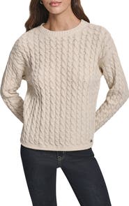 DKNY Jeans Cable Knit Crewneck Sweater