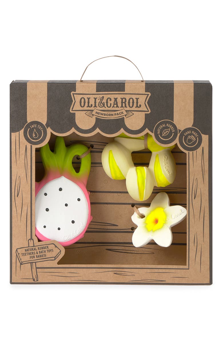 Oli&Carol Fruit 3-Piece Newborn Teether Set, Main, color, 