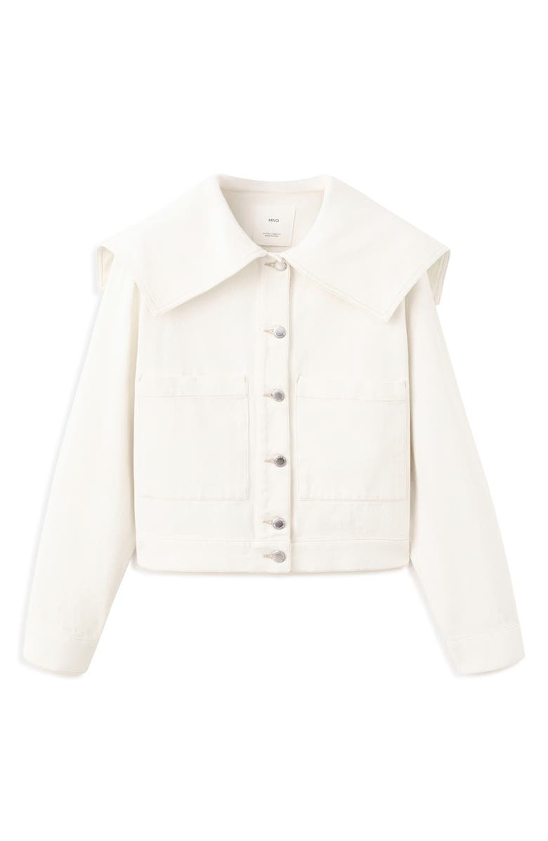 MANGO Denim Jacket with Lapels, Alternate, color, Off White