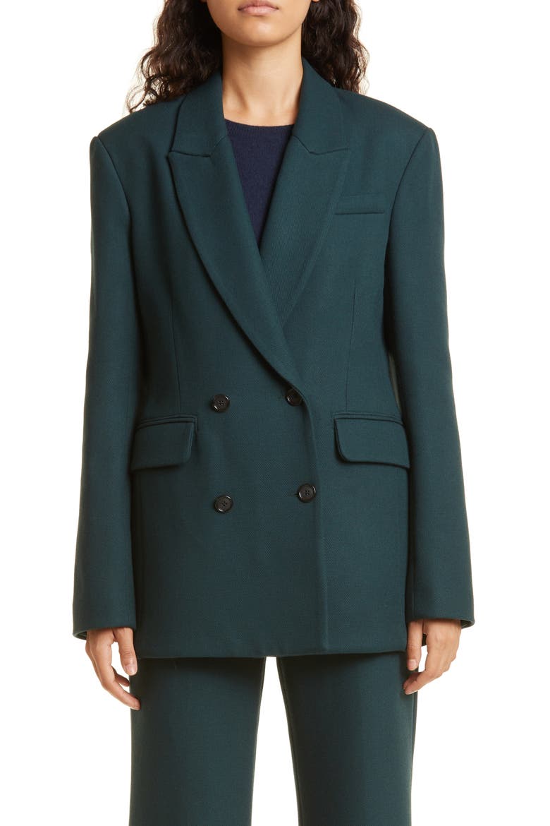 Double Breasted Wool Blend Blazer, Alternate, color, FOREST