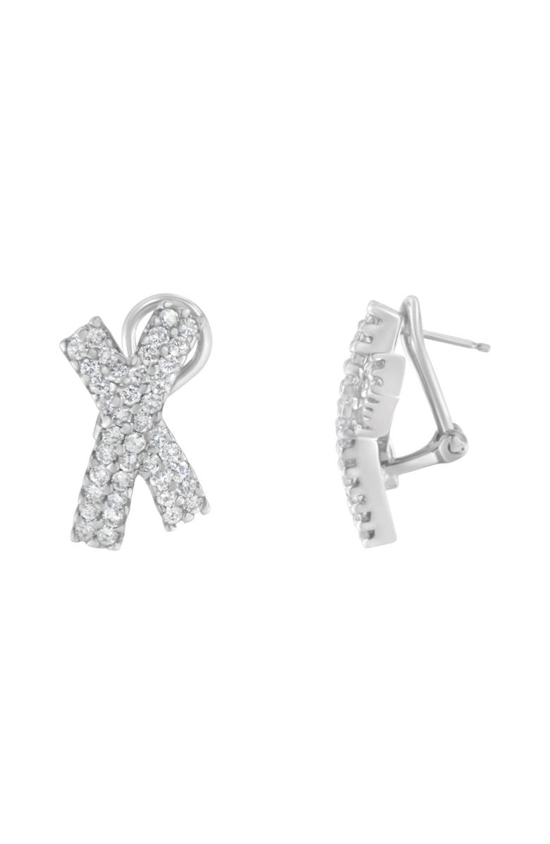 Haus of Brilliance 14K White Gold 2.0 Cttw Diamond Domed X Shaped Stud Earrings, Alternate, color, White