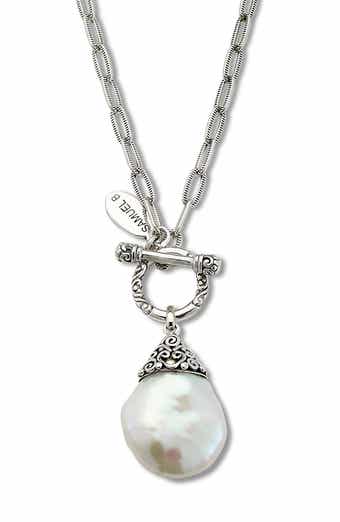 Sterling Silver & 18K Gold 20mm Baroque Pearl Toggle Pendant Necklace