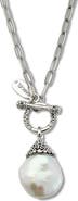 SAMUEL B. Sterling Silver & 18K Gold 20mm Baroque Pearl Toggle Pendant Necklace