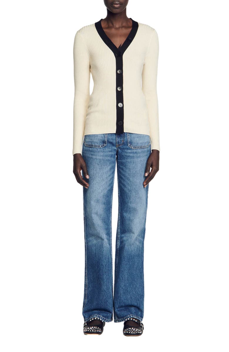 SANDRO Gabrielle Rib Cardigan, Alternate, color, 
