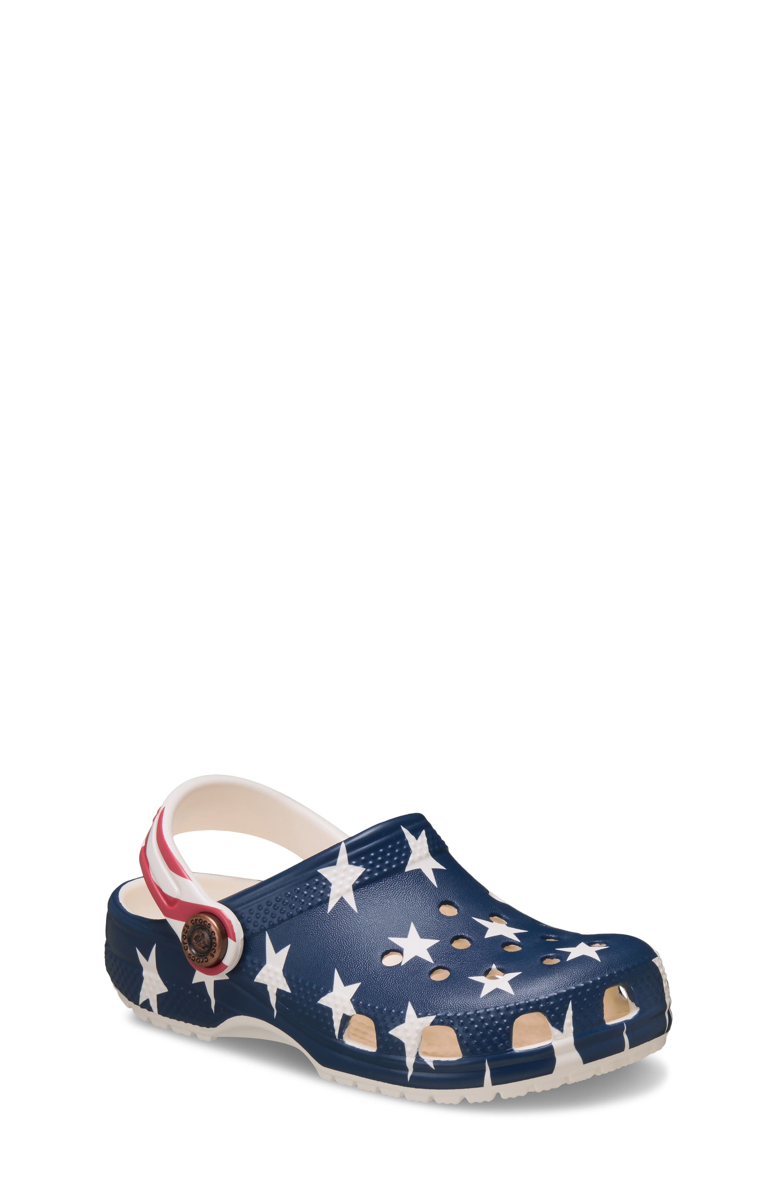 CROCS Kids' Classic American Flag Clog, Main, color, Chalk/Multi