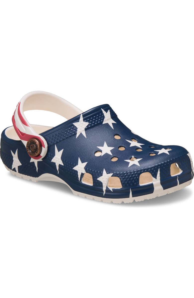CROCS Kids' Classic American Flag Clog, Main, color, Chalk/Multi