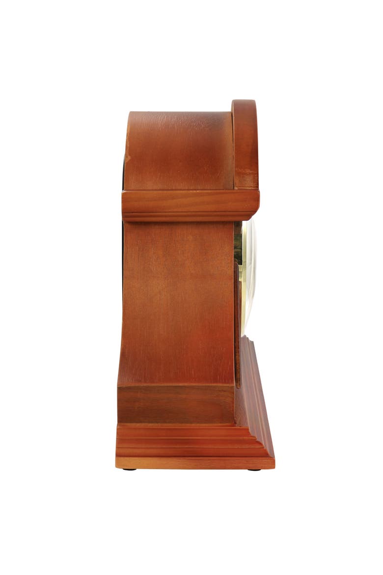 17.75in Tambour Mantel Clock with Chimes, Alternate, color, Mahogany