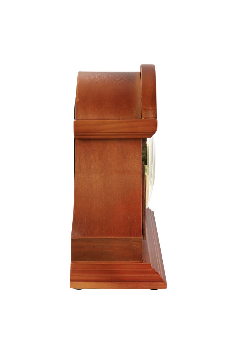 Bedford Clock Collection 17.75in Tambour Mantel Clock with Chimes, Alternate, color, Mahogany