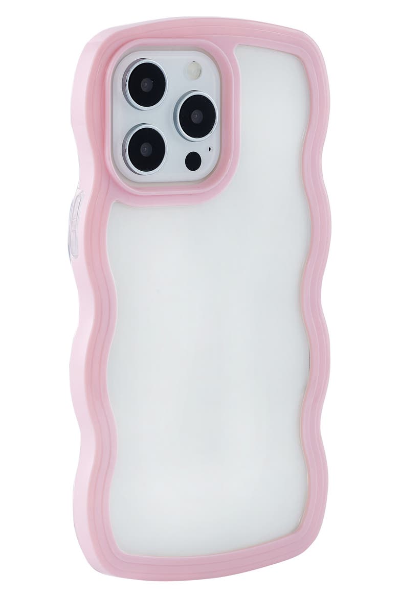 Pink Wavy Bumper iPhone 14 Pro Case, Alternate, color, BABY PINK