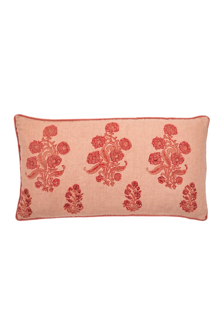 English Garden Lumbar Pillow Cover, Main, color, Coral/Clay/Rose on Sand