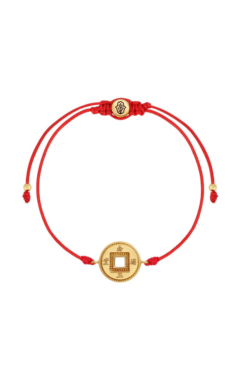 Endless Prosperity Red String Lucky Coin Bracelet, Main, color, Red/Gold