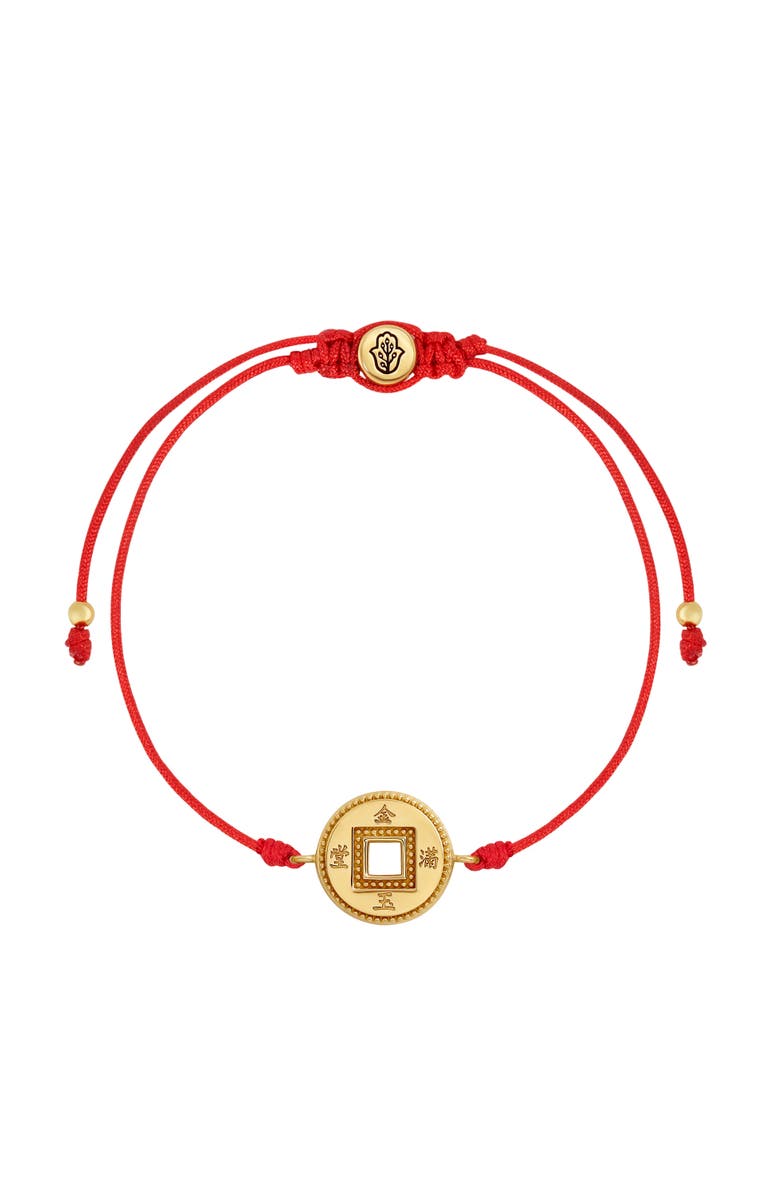 Karma and Luck Endless Prosperity Red String Lucky Coin Bracelet, Main, color, Red