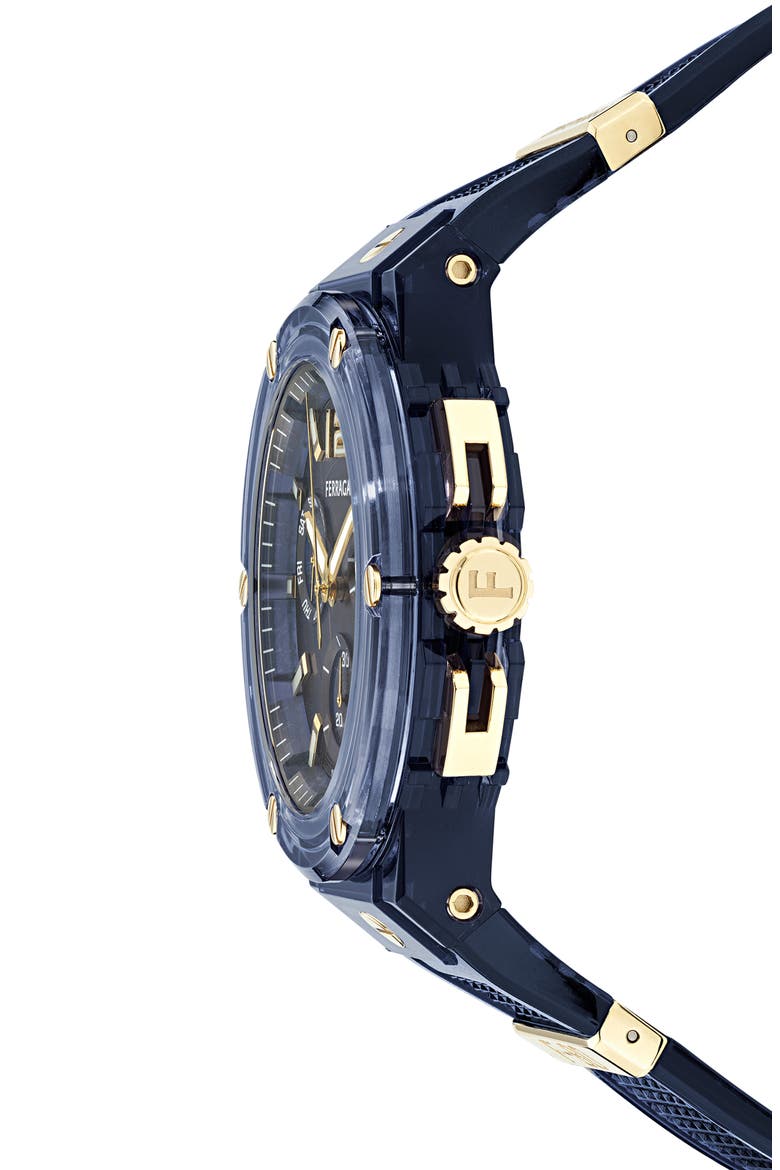 F-80 Translucent Chronograph Recycled Polyurthane Strap Watch, 44mm, Alternate, color, BLUE