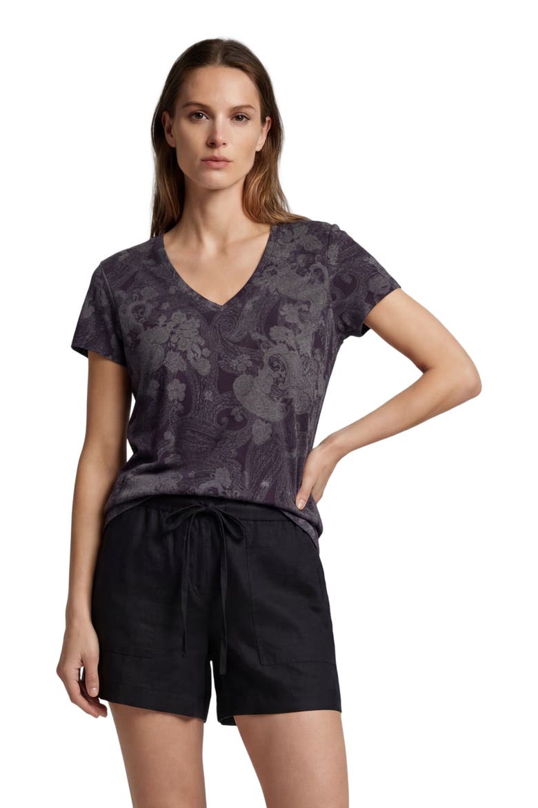 Paisley Explosion Womens V-neck Printed Top, Main, color, PAISLEY EXPLOSION BLACK