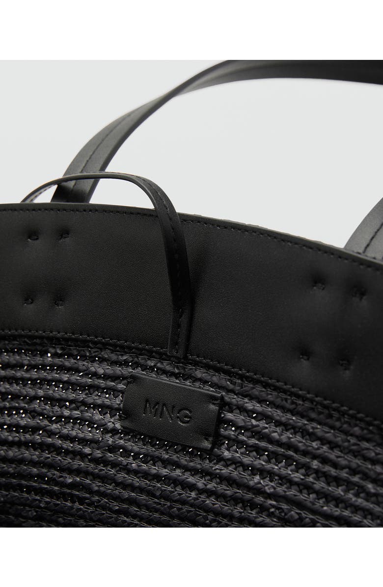 MANGO Medium Double Handle Natural Fiber Bag, Alternate, color, Black