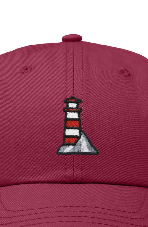 Dalix Lighthouse Embroidered Dad Hat In Maroon