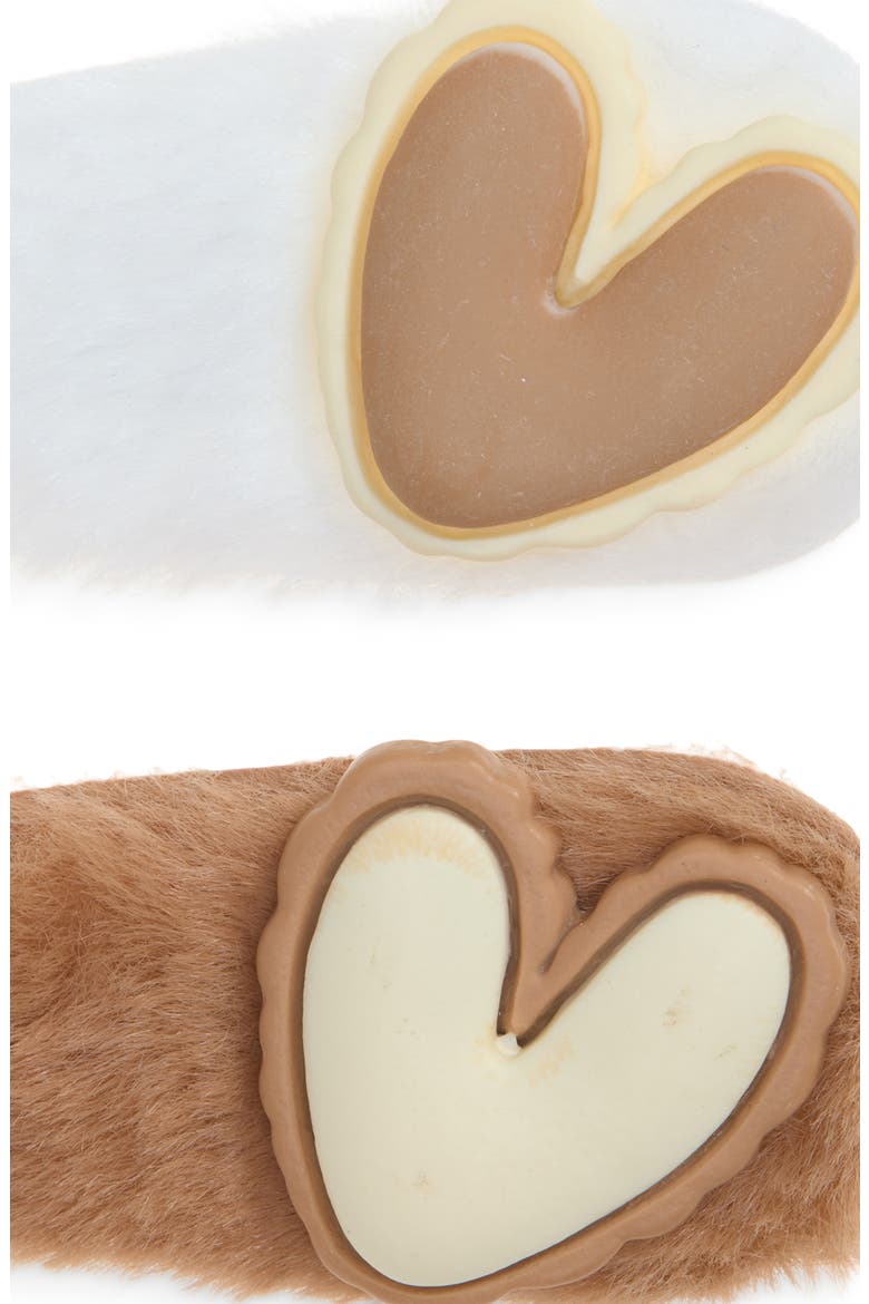 2-Pack Heart Faux Fur Hair Clips, Alternate, color, BROWN COMBO