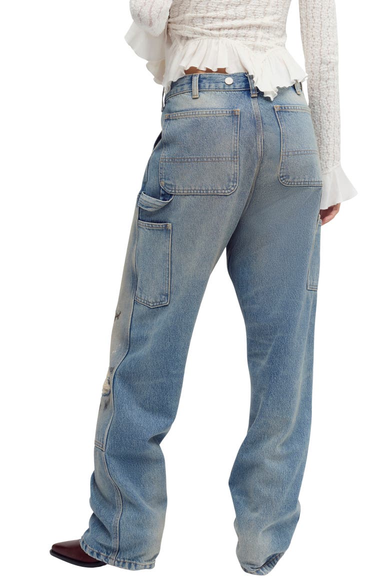 Emily High Waist Ripped Wide Leg Carpenter Jeans, Alternate, color, UBI