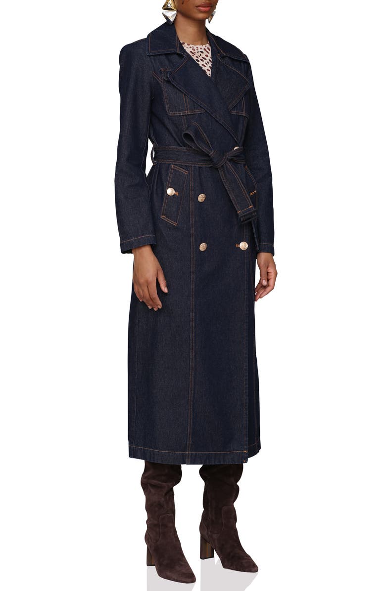 Avec Les Filles Belted Utility Denim Trench Coat, Alternate, color, Raw Indigo Rinse