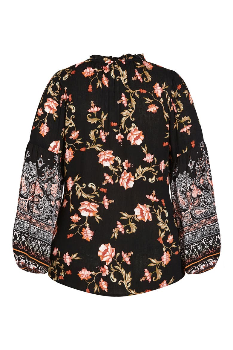 Floating Print Top, Alternate, color, BLACK GODDESS