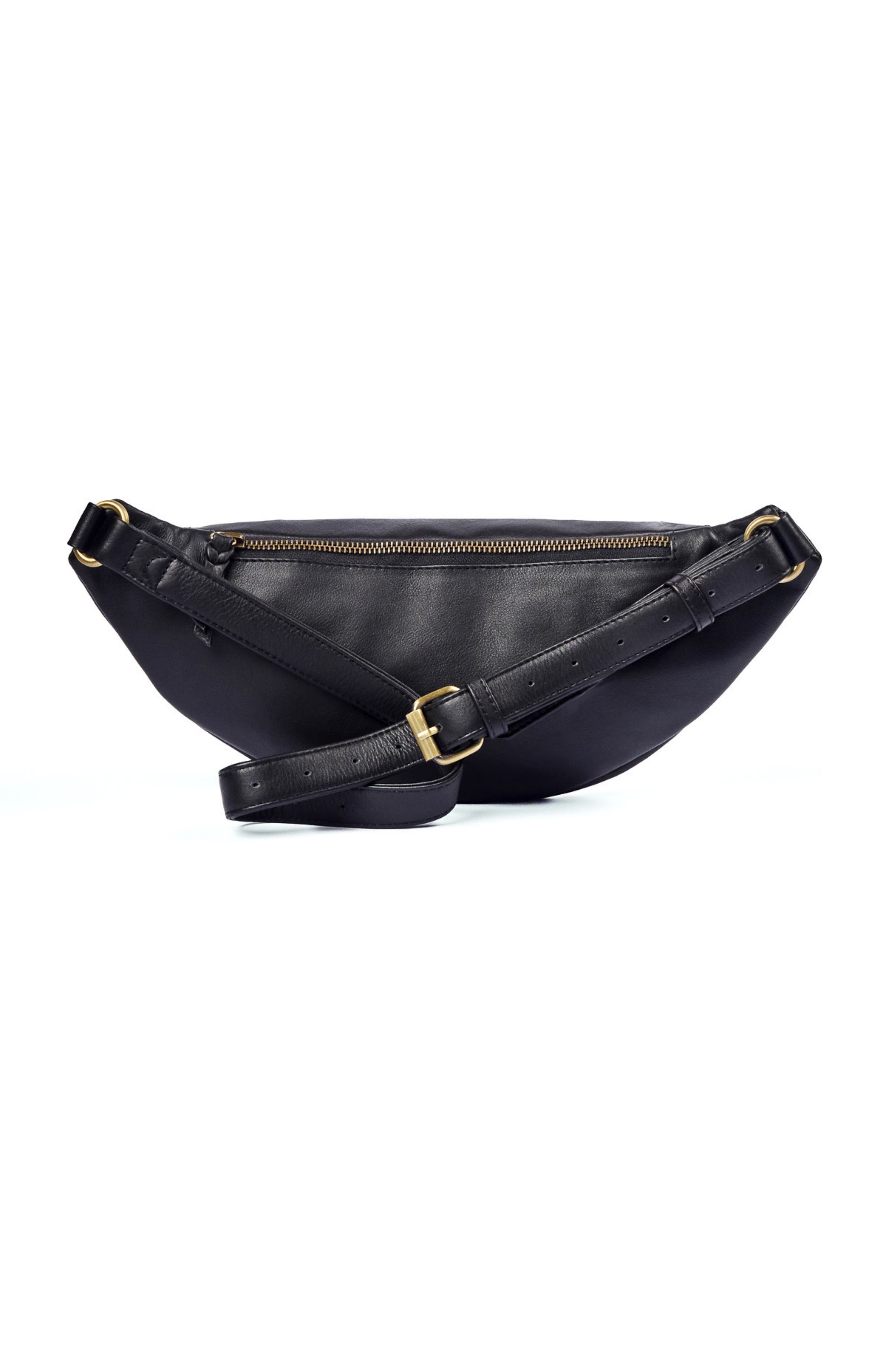 Mandrn Leather Crossbody Bag, Alternate, color, Black