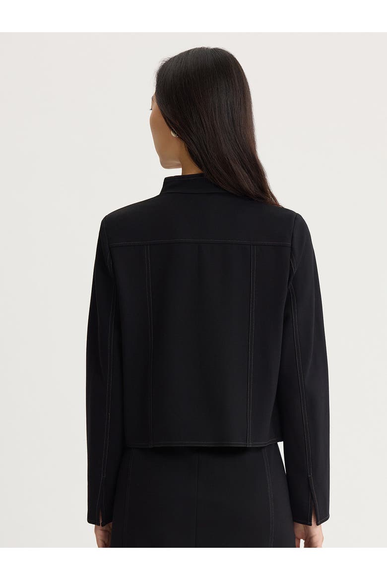 Relaxed LuxeStretch Ponte Contrast Stitch Jacket, Alternate, color, Black/Charmeuse