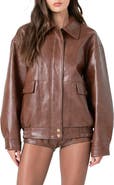 Grey Lab Oversize Faux Leather Jacket