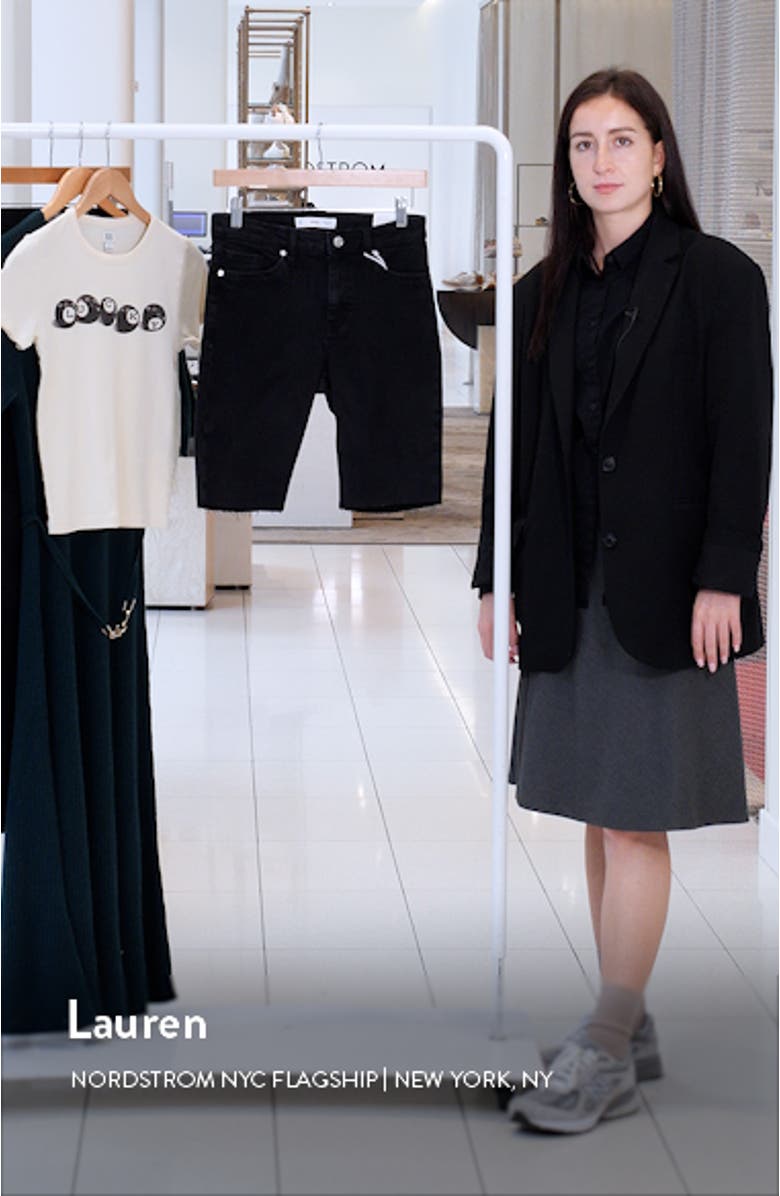 Raw Hem Low Rise Skinny Denim Bermuda Shorts, sales video thumbnail