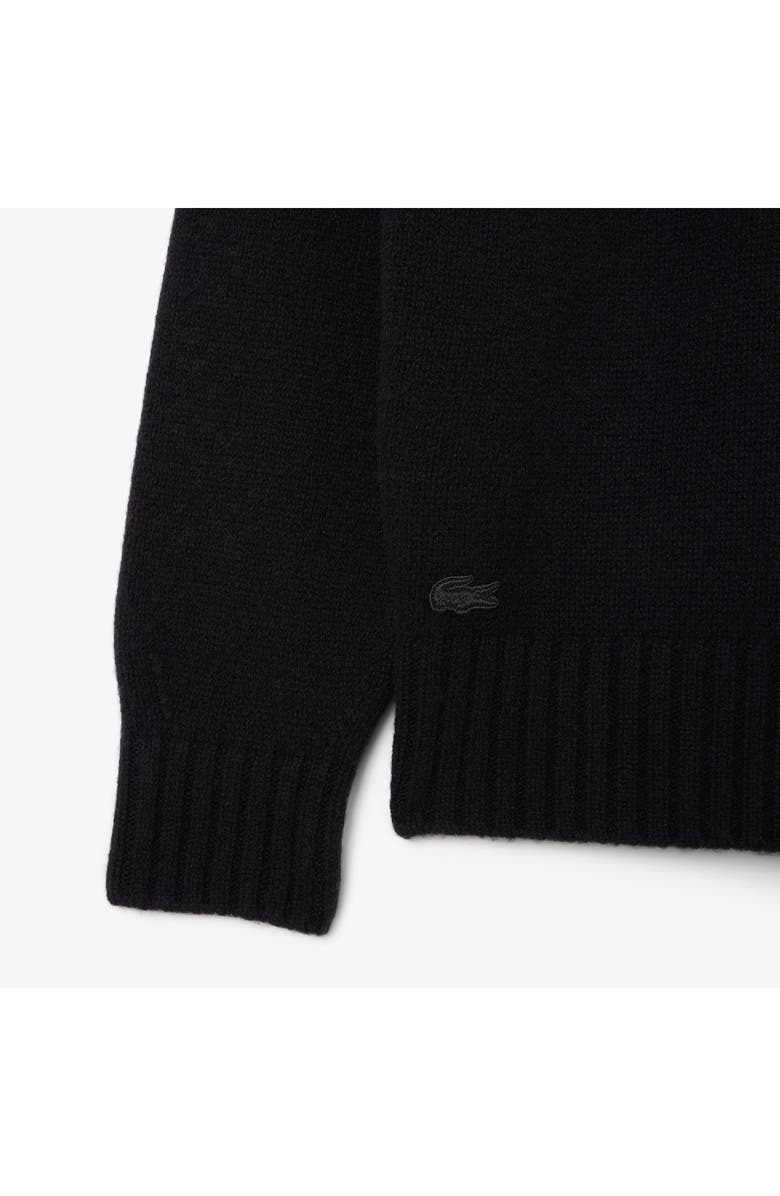 Lacoste Intarsia Logo Wool Crewneck Sweater, Alternate, color, Black/ Liamone