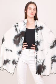 RAAS Tie-Dye Monochrome Cutwork Border Stole Scarf