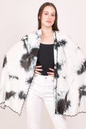 RAAS Tie-Dye Monochrome Cutwork Border Stole Scarf