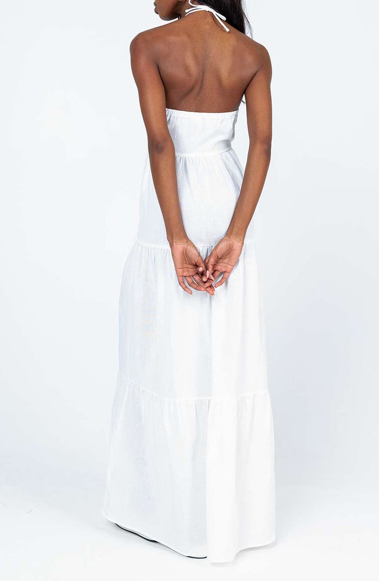 Princess Polly Lincoln Halter Cotton & Linen Maxi Dress, Alternate, color, White