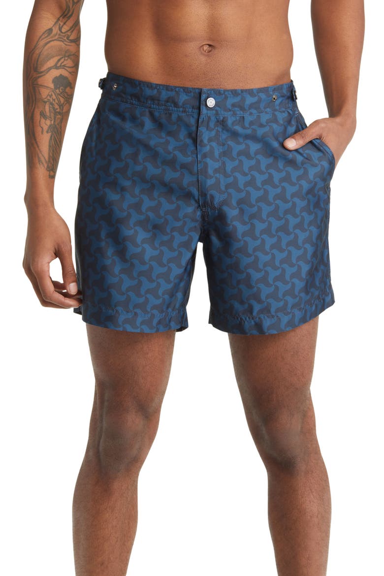Elvio Print Hybrid Swim Trunks, Main, color, NAVY