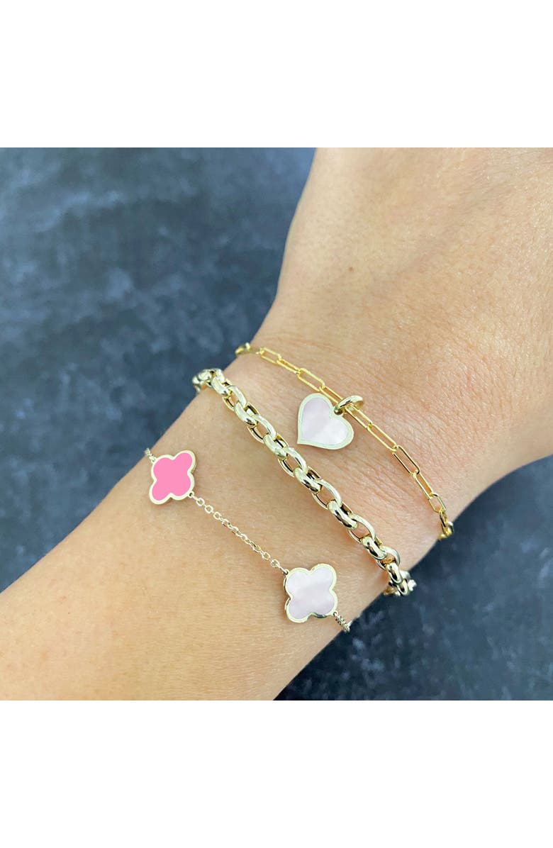 The Lovery Fine Jewelry Small Pink Mixed Clover Bracelet, Alternate, color, Pink Mixed