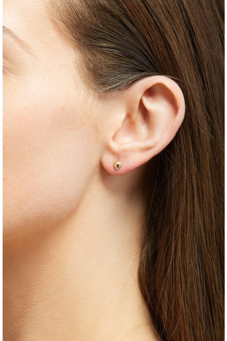 Demi-Fine Strawberry Stud Earrings, Alternate, color, 14K GOLD