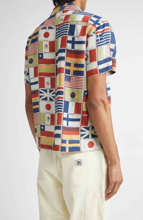 Bode International Camp-collar Printed Linen Shirt In Multicolor