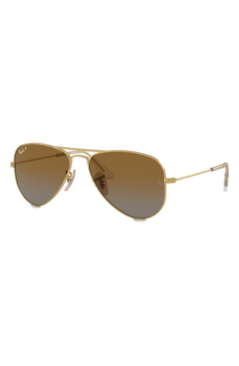 Ray-Ban KIds' Junior 50mm Polarized Gradient Aviator Sunglasses, Alternate, color, Gold Flash