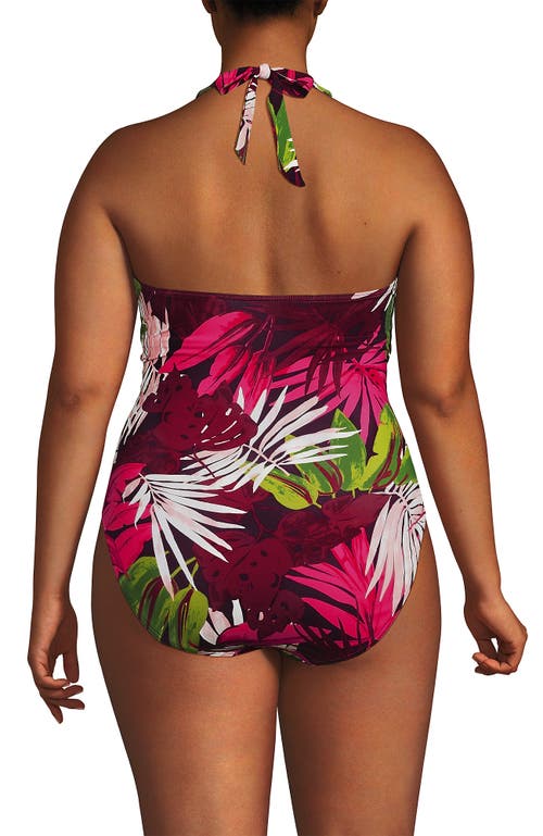 Lands' End Sculpting Suit Plunge Halter High Leg One Piece Swimsuit In Multi