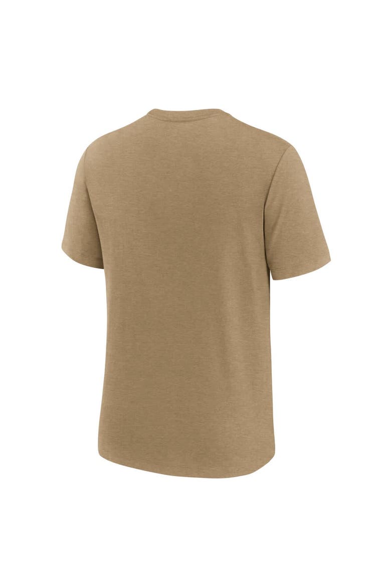 Men's Nike Heather Light Brown North Carolina Tar Heels Legacy Arch Tri-Blend T-Shirt, Alternate, color, Light Brown
