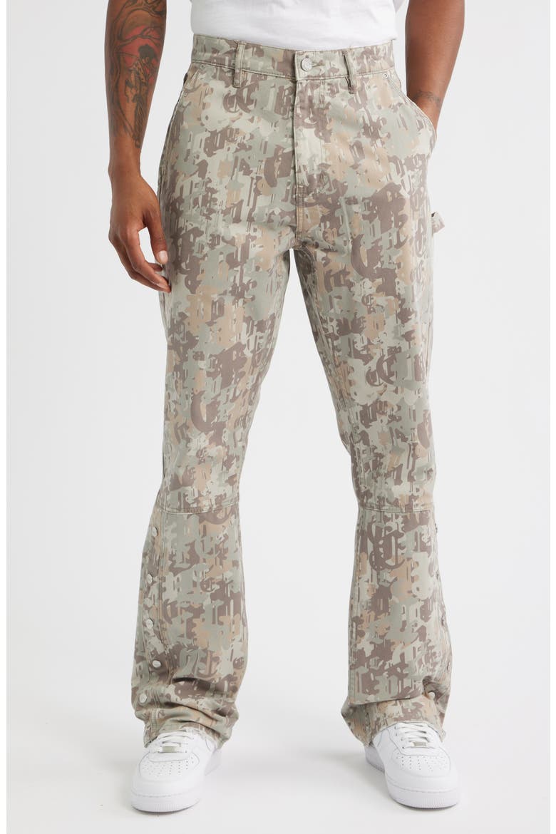 Logo Camo Snap Hem Cotton Twill Carpenter Pants, Main, color, MULTI